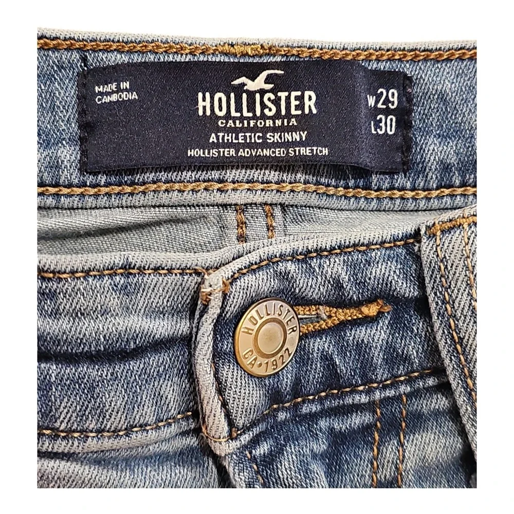 Hollister Regular Fit Mens Blue Athletic Skinny Jeans‎ Light Wash Size 29 X 30